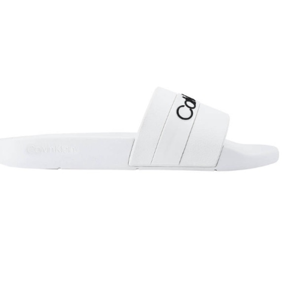 Calvin Klein Mens Adult Casual Pool Slides Logo White Color Sandals Size 12M - Picture 3 of 6